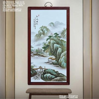 TRANH SỨ VẼ TAY TRUNG QUỐC - KHUNG GỖ